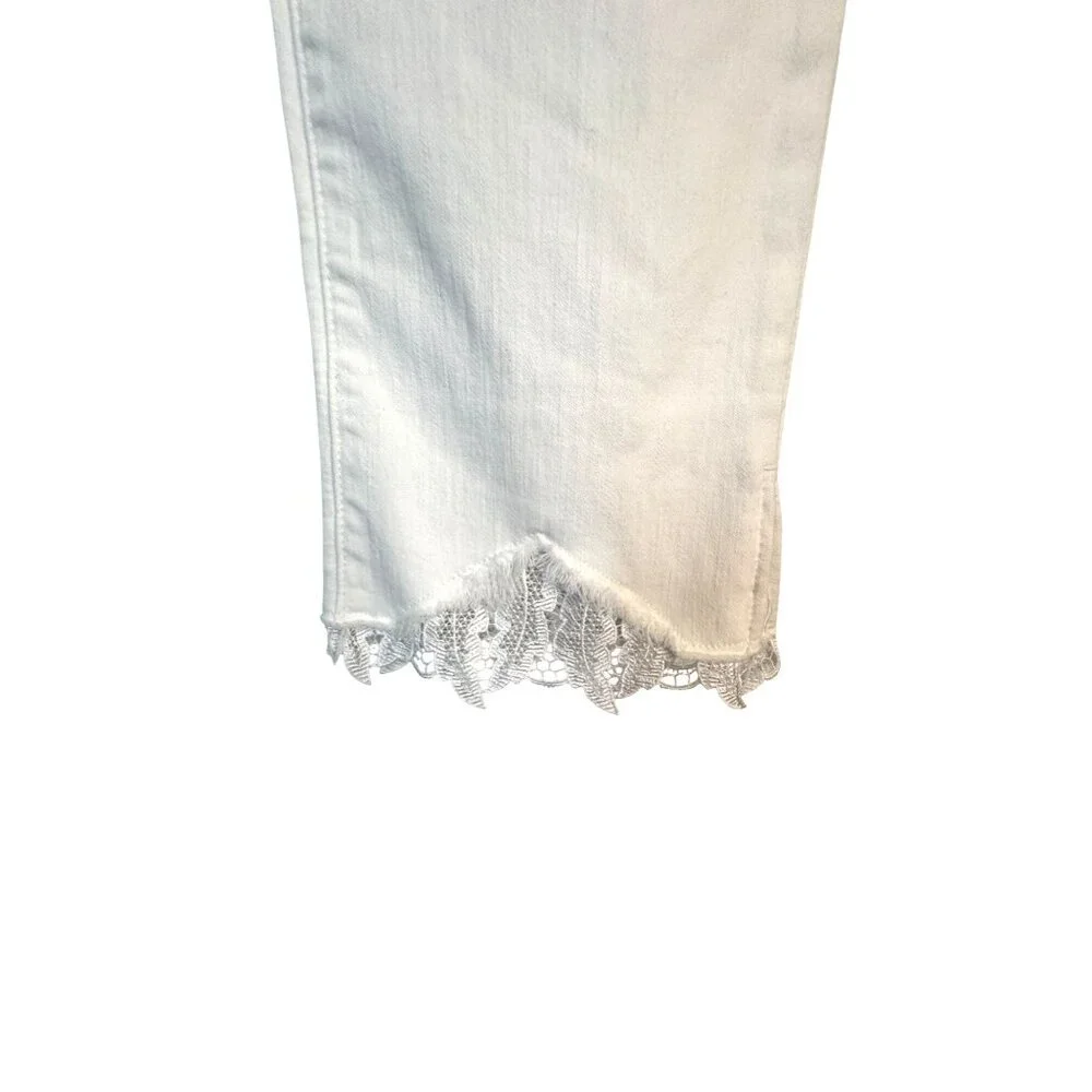 J Brand Selena Size 24 White Cropped Jeans With Lace Hem - Picture 12 of 16